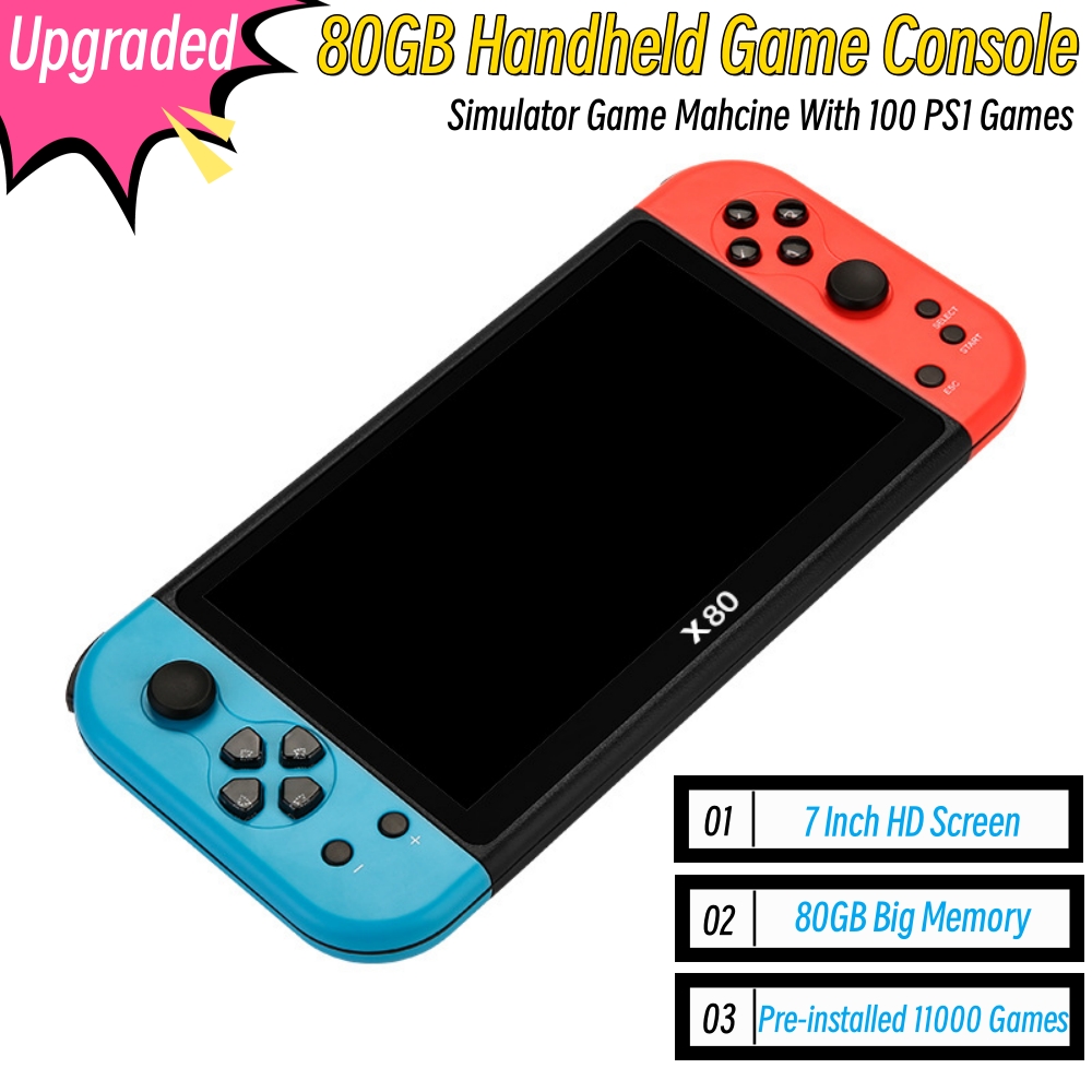 80GB Big Screen 7 Inch Handhel - đánh giá và giá Gaming Console X80
