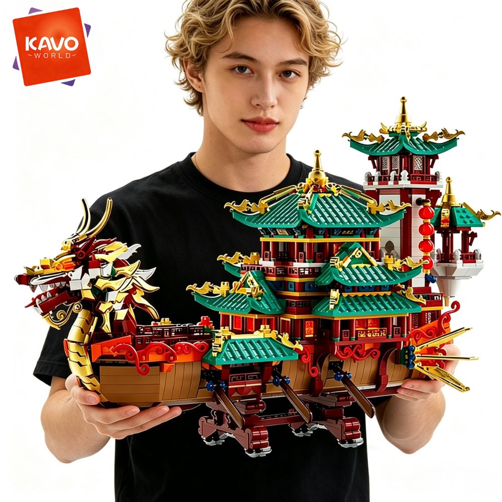 KAVOWORLD 2453pcs Dragon Boat  - đánh giá và giá Gaming Console Lego