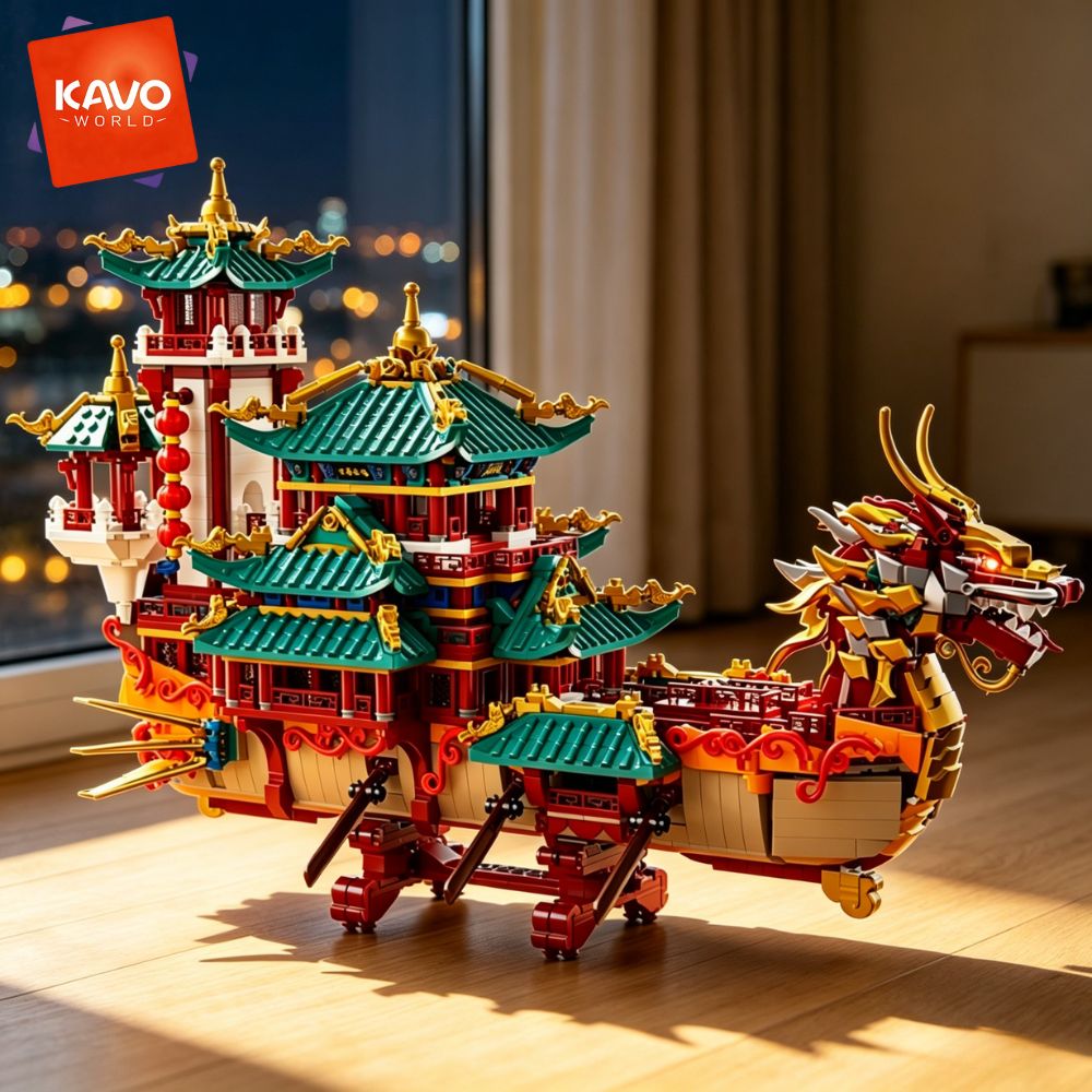 KAVOWORLD 2453pcs Dragon Boat  - đánh giá và giá Gaming Console Lego