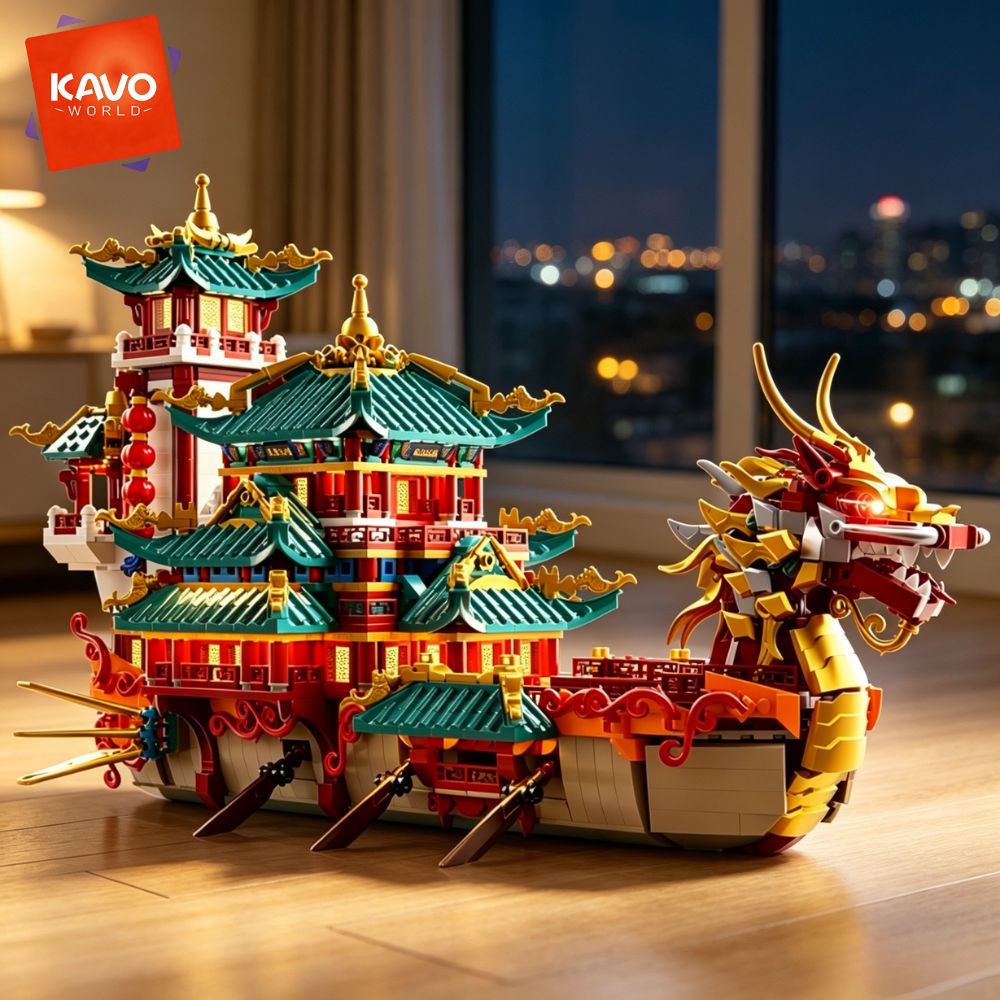 KAVOWORLD 2453pcs Dragon Boat  - đánh giá và giá Gaming Console Lego